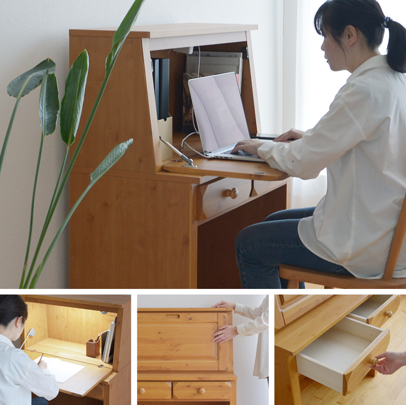 ライティングデスクOLVでPC作業をする女性