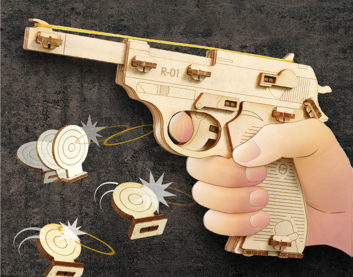 木製 単発式輪ゴム銃