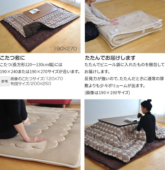 国産 極厚 190×240cm こたつ敷き布団 厚敷 マイクロボア 高反発 日本製