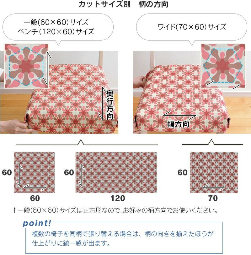 いすはりーず 2枚まで1送料／ベンチサイズ／ 椅子 生地 単品