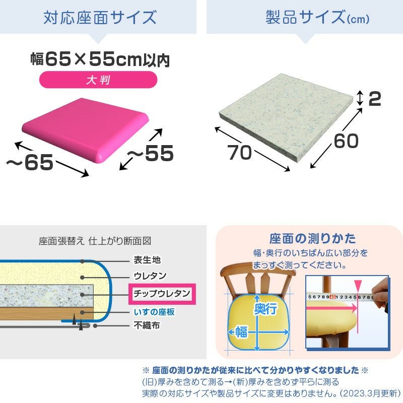 いすはりーず 2枚まで1送料／大判／チップウレタン 単品 70×60cm【2cm