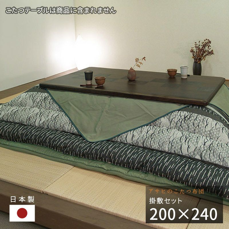 こたつ (布団付き) こたつ布団 掛敷セット 200×240cm KF-382#40 サロン付き 長方形 掛布団