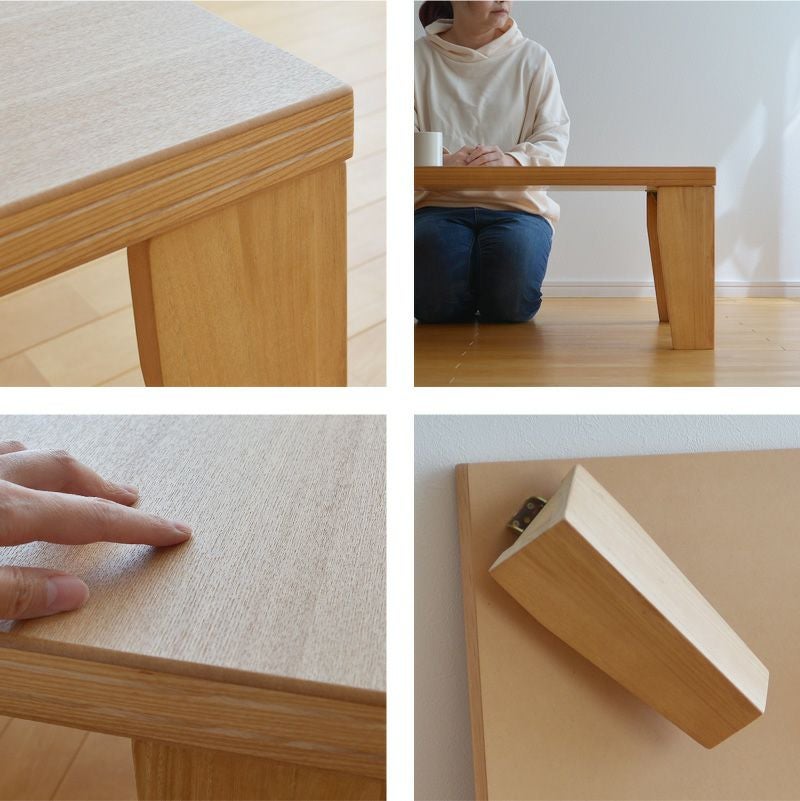 テーブル 羽音 タモ突板 120×80cm 折れ脚 長方形 ※ヒーターなし 軽量