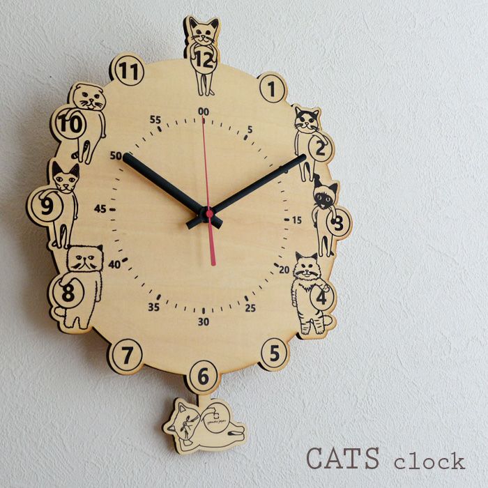 時計 CATS clock 振り子時計 掛時計 YK18-003 yamatojapan 木製