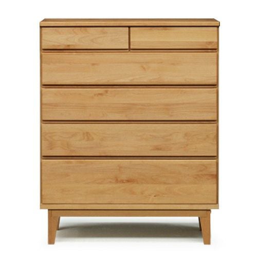 ハイチェスト 幅90cm 5段 90-5 OK-MNC アルダー材 自然塗装仕上げ 天然