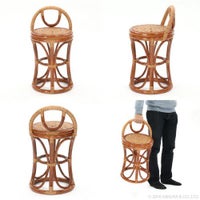 背もたれ付きラタンスツールC422HR籐製木製籐椅子軽量ラタンらくらくスツール送料無料
