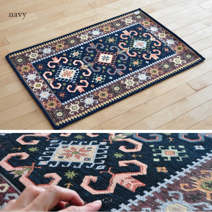 【在庫限り】ゴブランシェニールラグマット60×90cmメルシンレッドアイボリーネイビーゴブランラグアクセントラグ玄関マット玄関送料無料